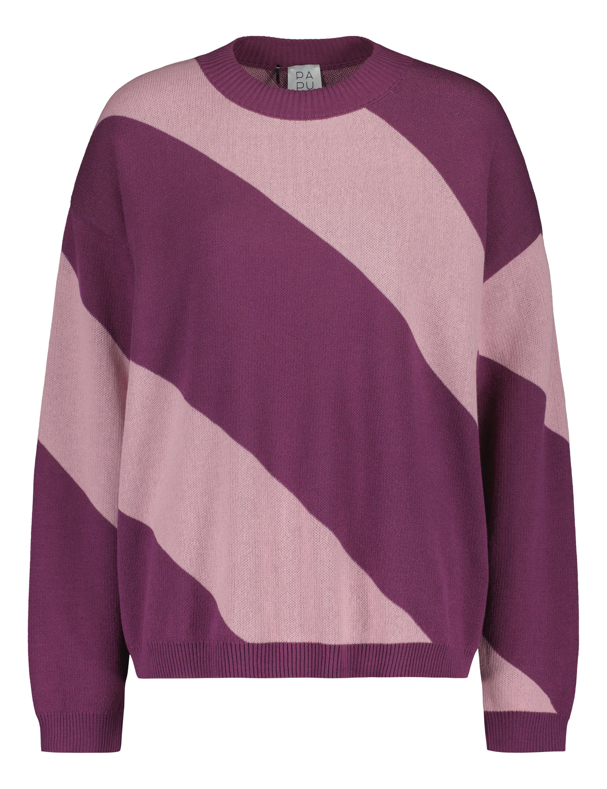 PRE-ORDER: FIZZ knit sweater, diagonal stripe, pink/plum