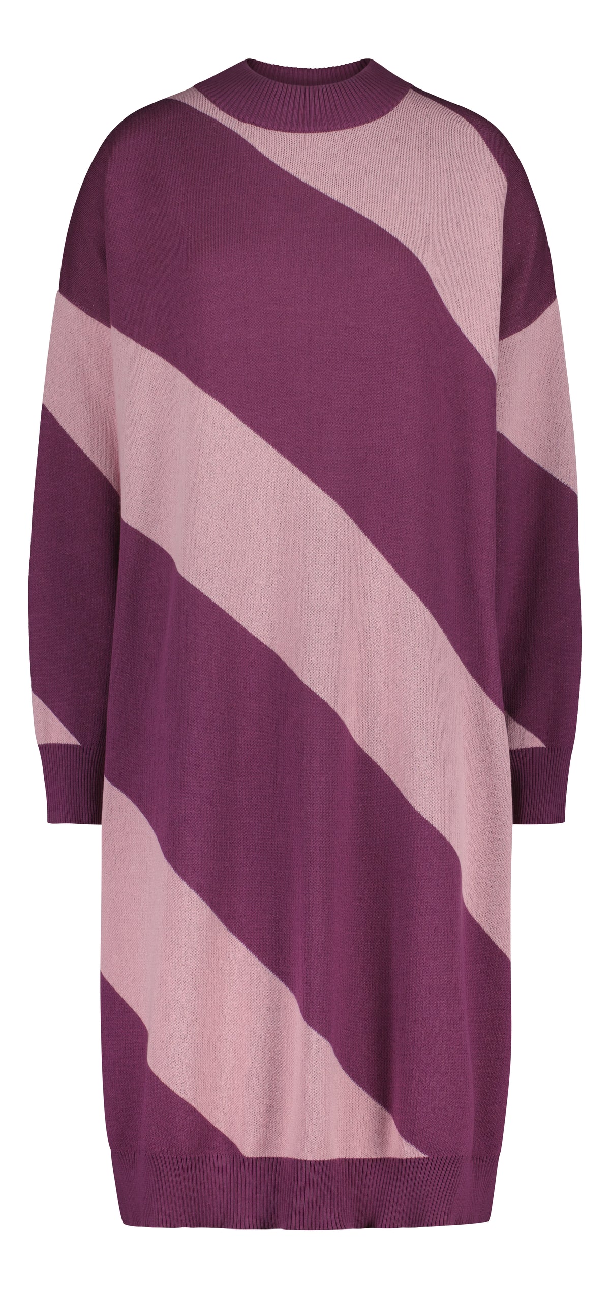 PRE-ORDER: LOOM knit dress, diagonal stripe, pink/plum
