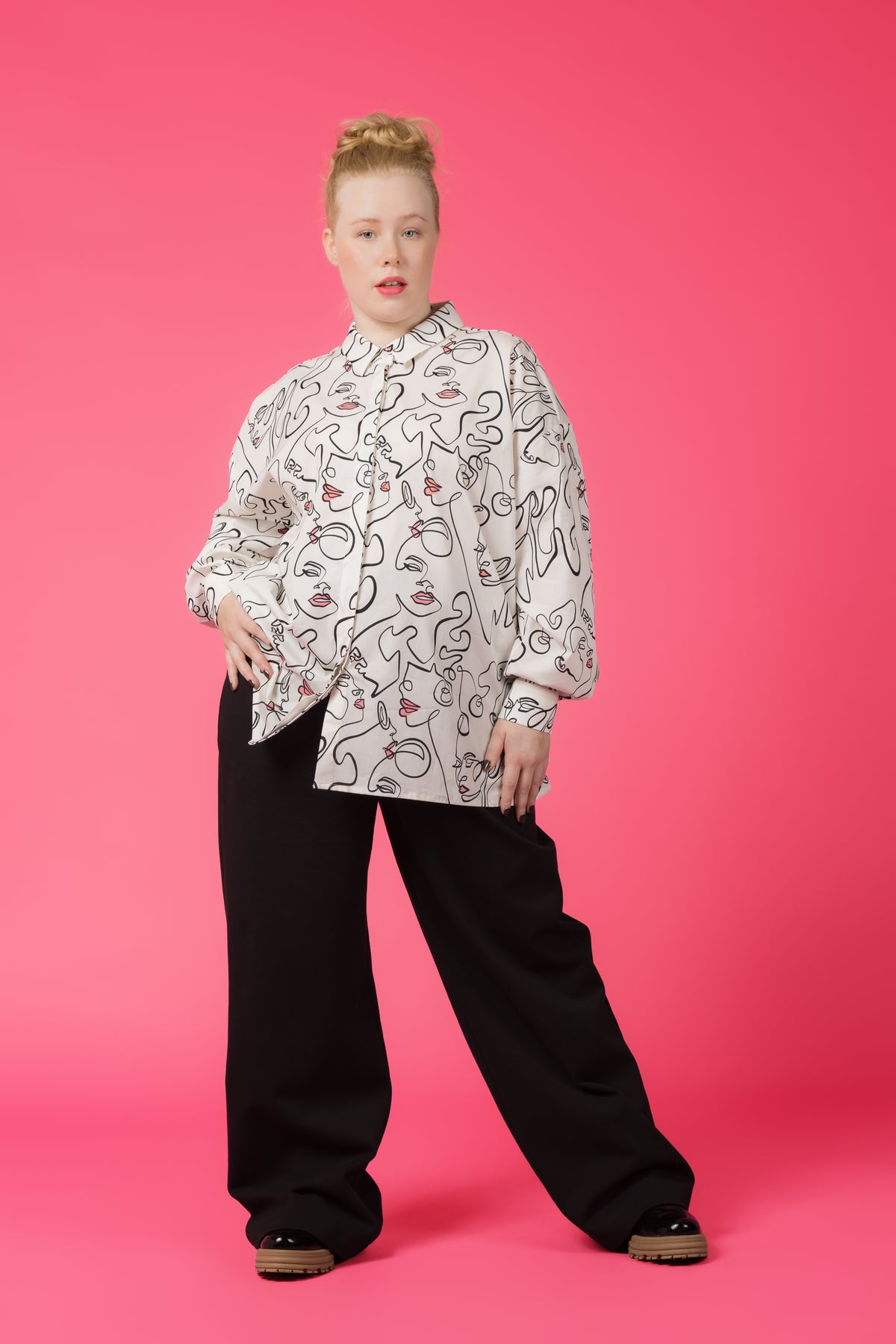Free Oversized shirt, lipstick, white